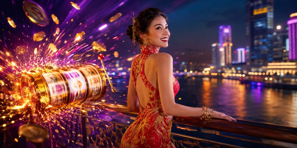 Không khí chơi slot game với ánh đèn neon sôi động tại Sài Gòn ban đêm